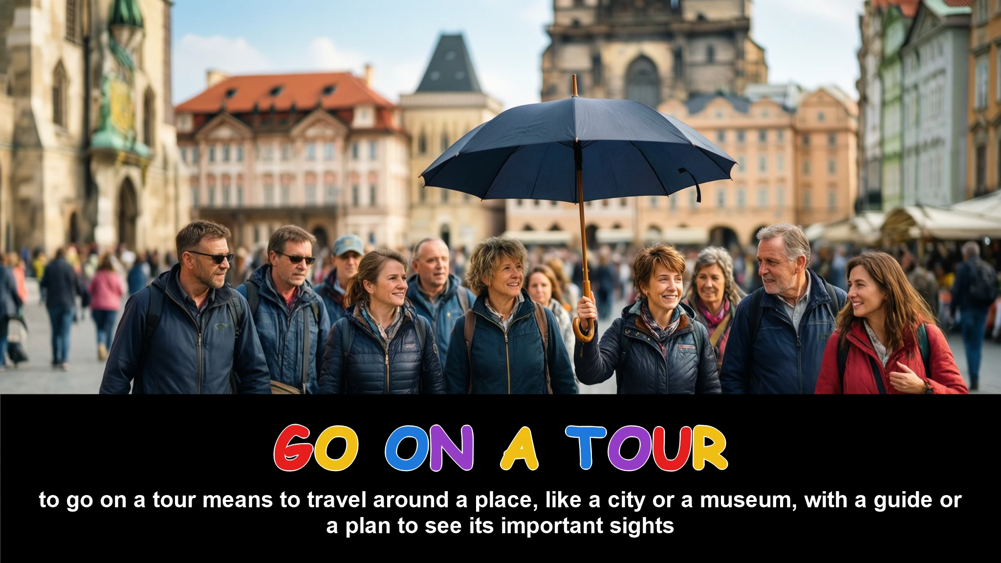 English Illustration for go on a tour